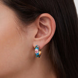Boucles d'oreilles cercle doré avec fleur