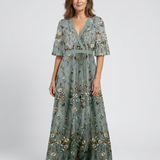 Robe Maxi à Manches Courtes Yvette