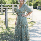 Robe Maxi à Manches Courtes Yvette