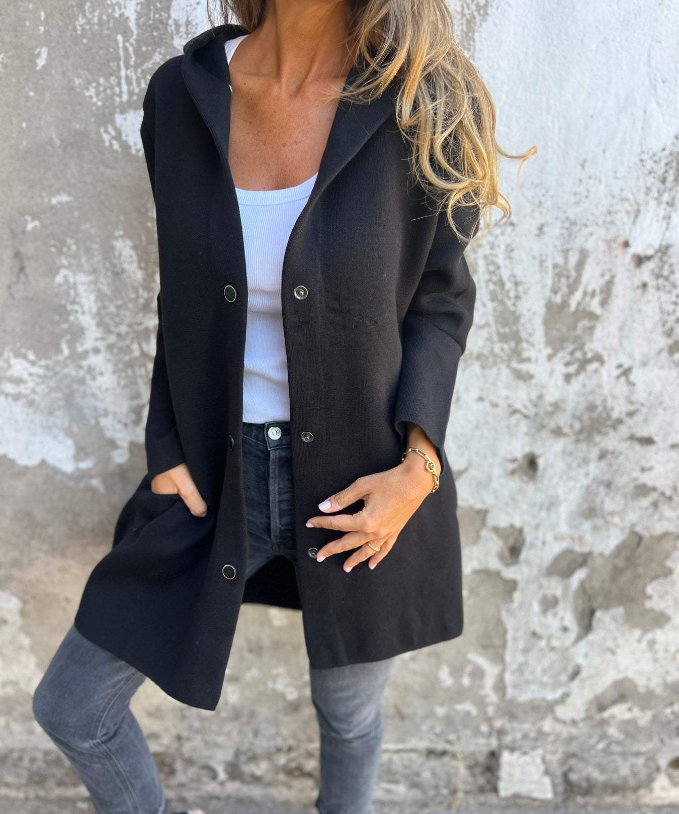 Gilet Long Chic à Capuche