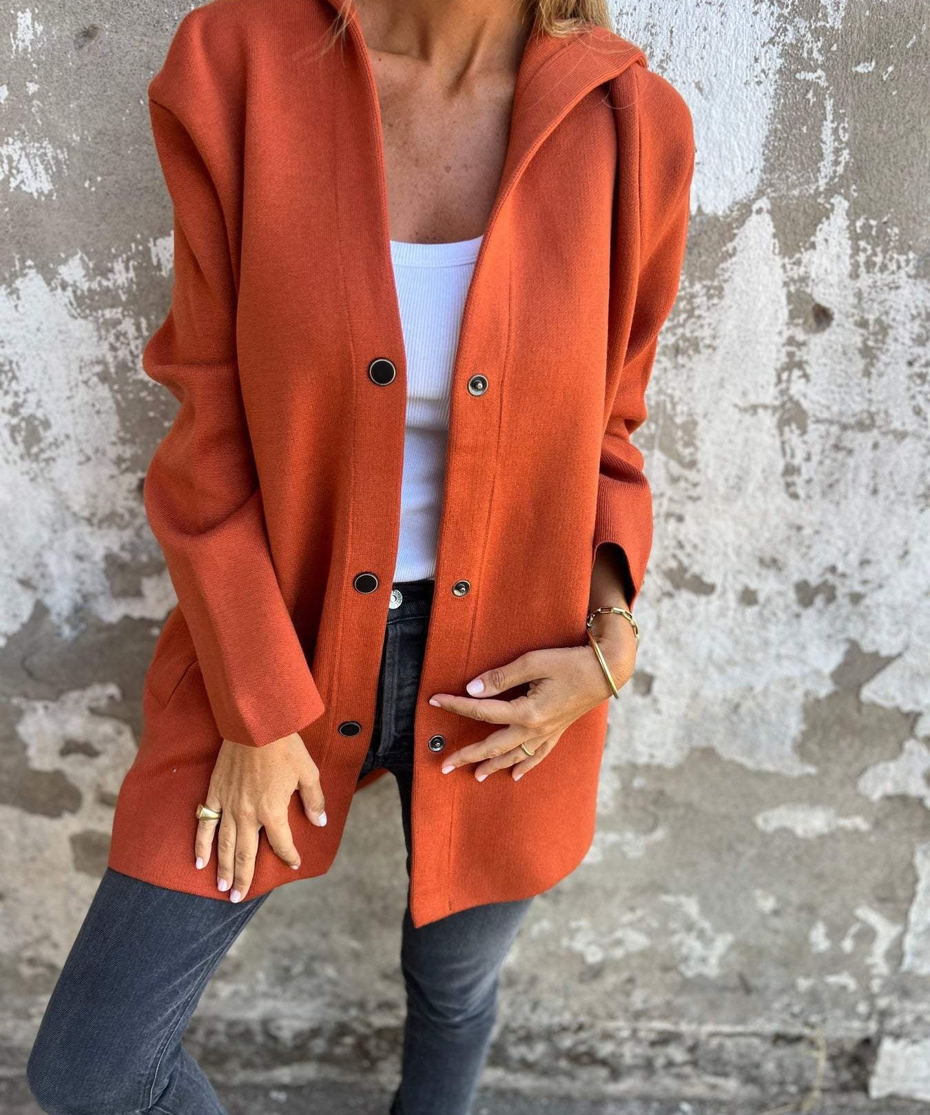 Gilet Long Chic à Capuche