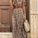 Robe Longue Bohème à Taille Froncée