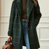 Manteau Effet Laine à Carreaux