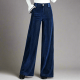 Pantalon Taille Haute en Velours Tricoté