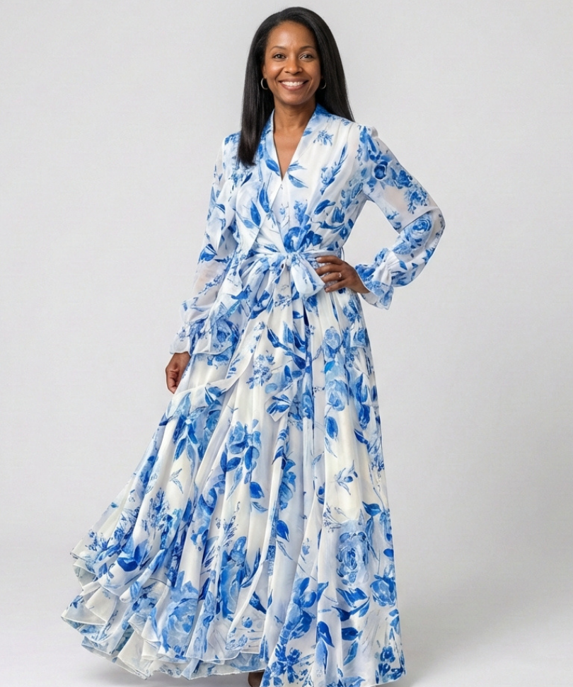 Robe Maxi Portefeuille Florale Léonore