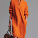 Robe Pull à Col Boutonné