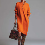 Robe Pull à Col Boutonné