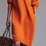 Robe Pull à Col Boutonné