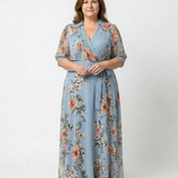Robe Maxi Portefeuille à Col en V Floral Camille